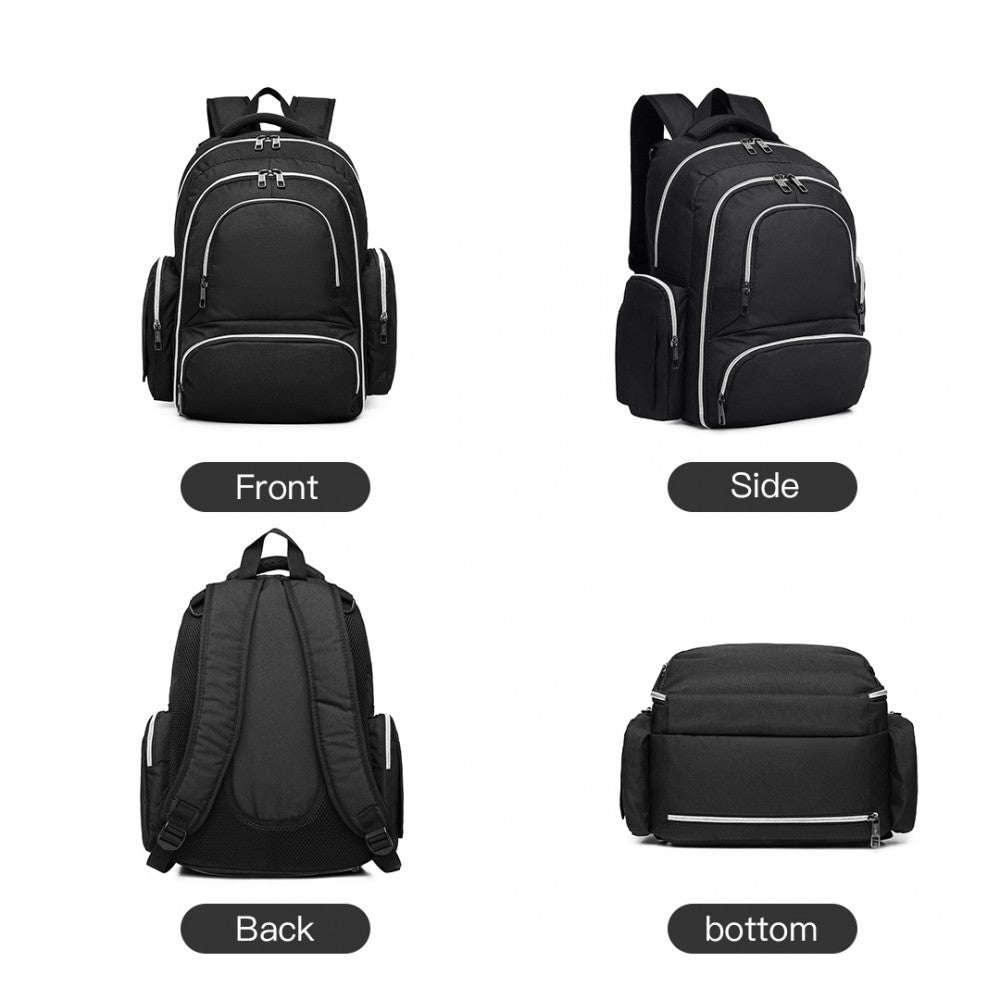 Kono Large Capacity Multi Function Baby Diaper Backpack Black
