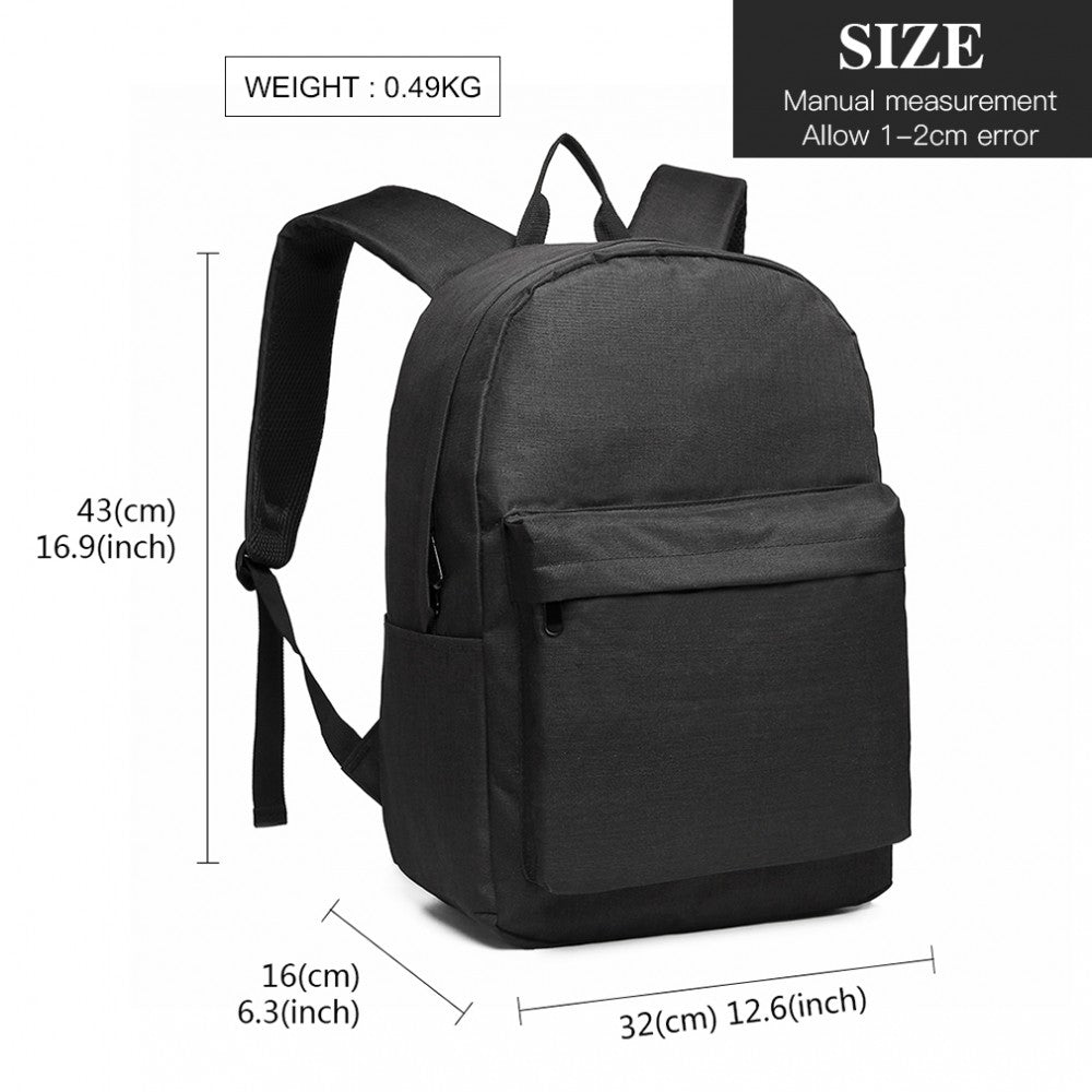Kono Large Functional Basic Backpack - Black