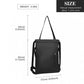 Kono Nylon Multi Way Drawstring Backpack Shoulder Bag - Black