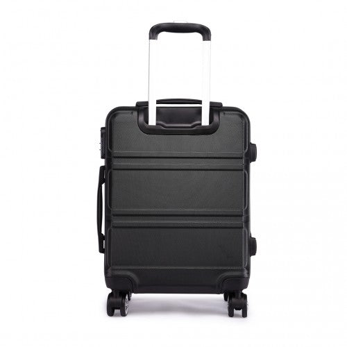 Kono Abs Sculpted Horizontal Design 3 Piece Suitcase Set - Black