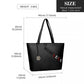 Miss Lulu Leather Look Embroidered Tote Bag - Black