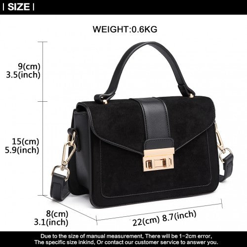 Miss Lulu Matte Leather Midi Handbag - Black