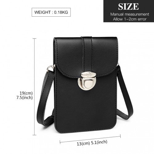 Miss Lulu Multi Use Purse Clutch Mini Shoulder Bag - Black
