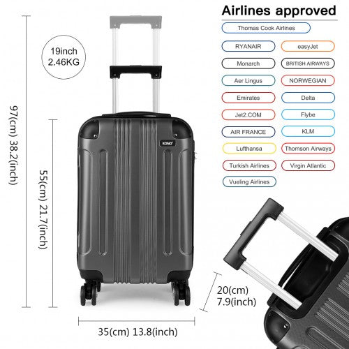 Kono 19 Inch Abs Hard Shell Suitcase Luggage - Grey