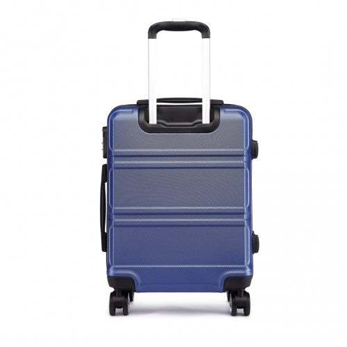 Kono ABS Sculpted Horizontal Design 28 Inch Suitcase - Navy Blue