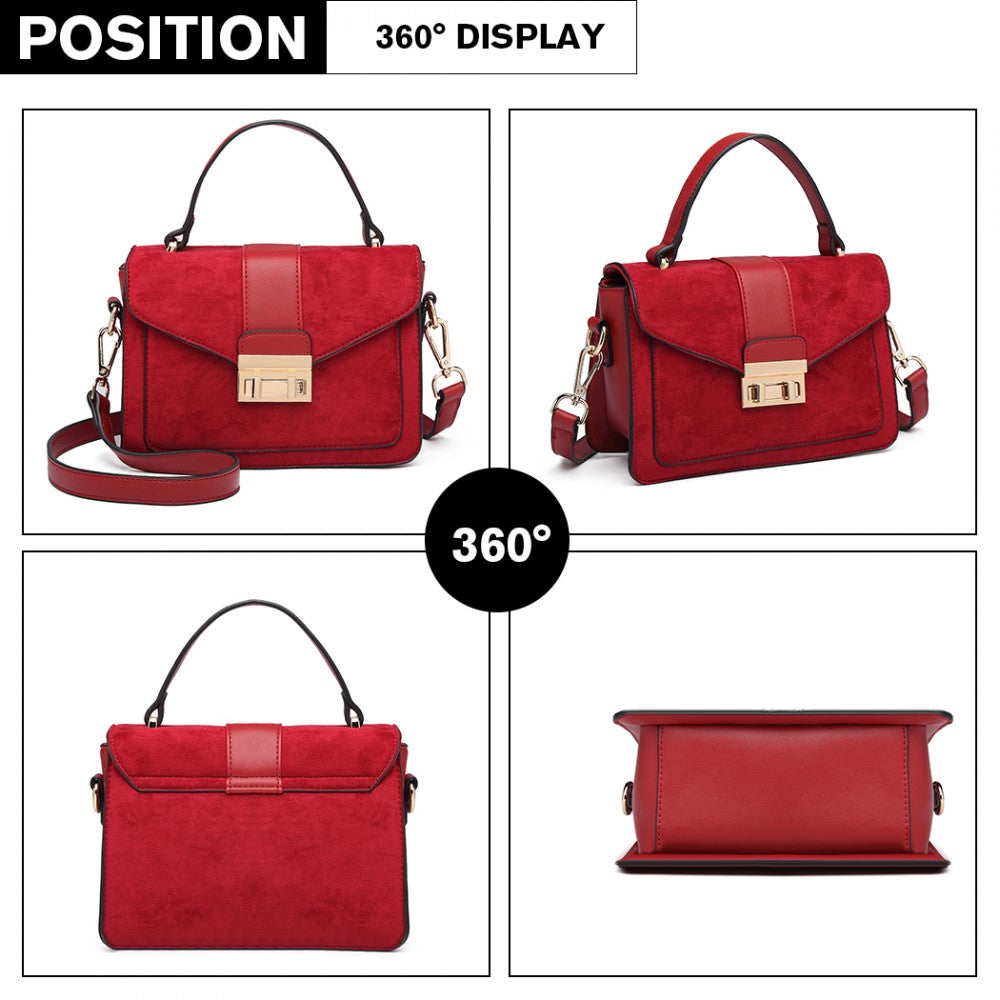 Miss Lulu Matte Leather Midi Handbag - Red