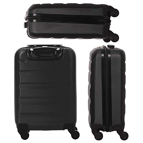 Aerolite Lightweight 55cm Hard Shell Cabin Suitcase 4 Wheel Carry On Hand Luggage Bag - Approved for easyJet, British Airways, Ryanair - Black