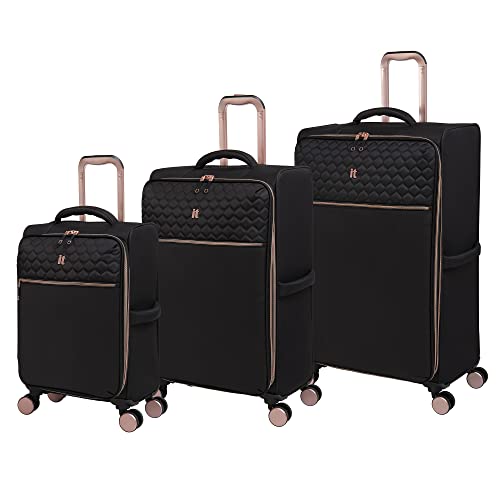 it luggage Divinity II 3 Pc 8 Wheel Expandable Spinner Set, Black, Black, Divinity Ii 3 Pc 8 Wheel Expandable Spinner Set