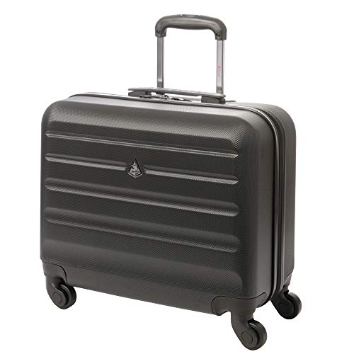 Aerolite Hard Shell Rolling Padded Laptop Case Bag on 4 Wheels - Fits up to 15.6", Overnight Trolley Business Hand Cabin Luggage Case Black
