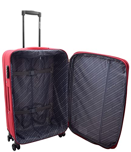House Of Leather Medium Size Suitcase Four Wheel Expandable Luggage Cosmic Red