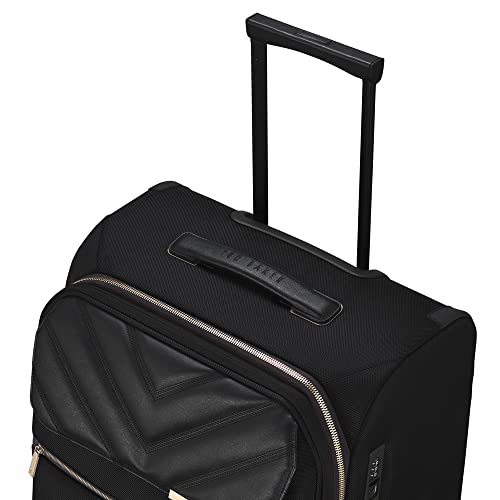 Ted Baker Luggage Albany ECO Collection, Lightweight 4 Wheel Spinner Suitcase with Gold Hardware, Medium, Black