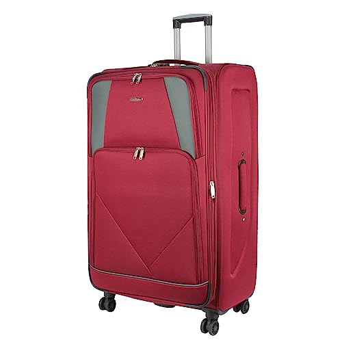 ARIANA® Lightweight 4 Wheel Spinner Soft Shell Suitcase Luggage Carry On Cabin Travel Bag RT905 (Burgundy, 32" XLarge (H88xW50xD33 cm))