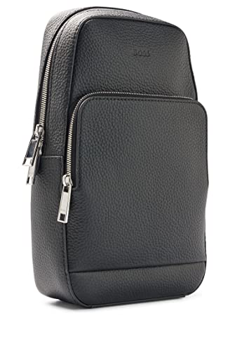 BOSS Mens Crosstown Monostr mp Grained Italian-Leather Mono-Strap Backpack with Embossed Logo Size One Size