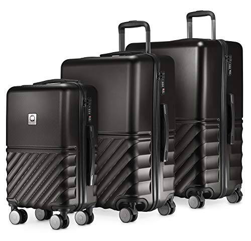 Hauptstadtkoffer Boxi - Set of 3 Hard-Side Luggages Trolley Hardside Hard Shell Suitcase Expandable, TSA, (S, M & L), Black