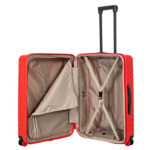 Bric's Hard-Shell Expandable Suitcase Ulisse B|Y Collection, Suitcase with 4 Wheels, Resistant and Ultralight, USB Port, Integrated TSA Lock, Dimensions 49x71x28/32, Red