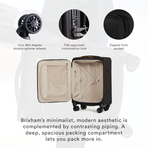 ANTLER - Cabin Suitcase - Brixham Luggage - 55x35x20 Cabin Luggage, Black - Lightweight Suitcase for Travel & Holidays - Carry On Suitcase with 4 Wheels, Expandable Zip, Pockets - TSA Approved Locks
