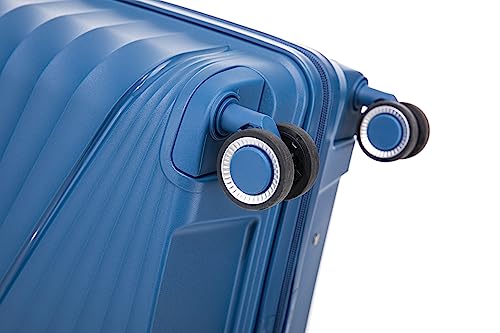 ATX Luggage Medium Suitcase Lightweight Durable Polypropylene Hard Shell Suitcase with 4 Dual Spinner Wheels and Built-in TSA Lock (Morrocan Blue, 24 Inches, 65 Liters)