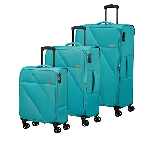 American Tourister Sun Break Suitcase Set 3 Pieces Standard Size, Luggage Suitcase Set, Blue