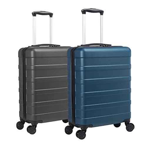 Cabin Max Anode Cabin Suitcase 55x40x20 Built in Lock, Lightweight, Hard Shell, 4 Wheels, Suitable for Ryanair, Easyjet, Jet 2 Paid Carry on (Endless Sea and Graphite, 55 x 40 x 20 cm)