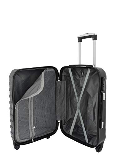 House Of Leather Cabin Size Suitcase Hard Shell Four Wheel Luggage Conney Black