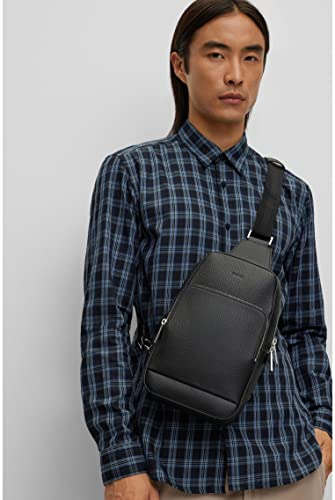 BOSS Mens Crosstown Monostr mp Grained Italian-Leather Mono-Strap Backpack with Embossed Logo Size One Size