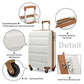 Kono Cabin Luggage Hard Shell ABS Carry-on Suitcase with 4 Spinner Wheels and Dial Combination Lock(Cream White)