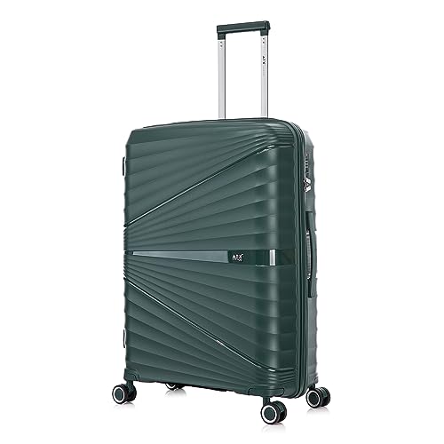 ATX Luggage Large Suitcase Lightweight Durable Polypropylene Hard Shell Suitcase with 4 Dual Spinner Wheels and Built-in TSA Lock (Forest Green, 28 Inches, 110 Liters)
