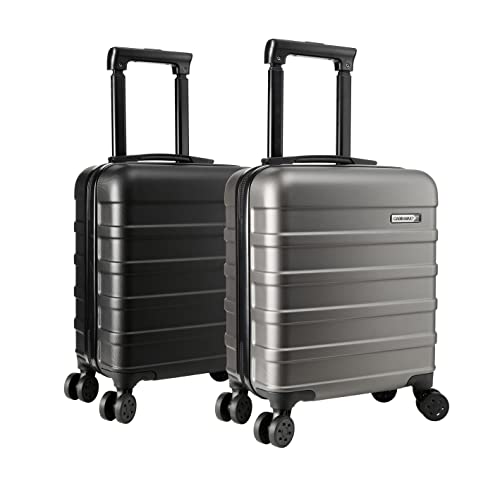 Cabin Max Anode Set of Two 45x36x20cm Lightweight Hand Luggage Suitable for Easyjet Under Seat (Black & Graphite, 45x36x20 cm)