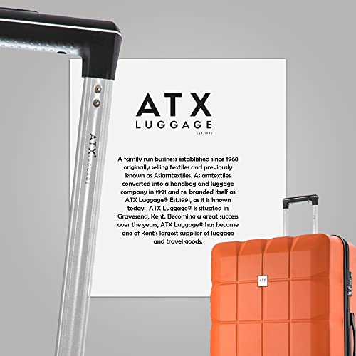 ATX Luggage Cabin Suitcase Super Lightweight Durable ABS Carry on Suitcase with 4 Dual Spinner Wheels and Built-in 3 Digit Combination Lock (Orange, 21 Inches, 33 Liter)