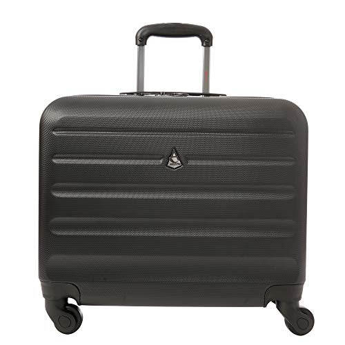 Aerolite Hard Shell Rolling Padded Laptop Case Bag on 4 Wheels - Fits up to 15.6", Overnight Trolley Business Hand Cabin Luggage Case Black