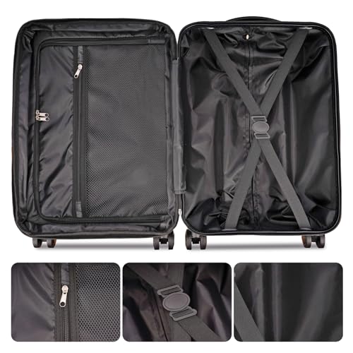 PRIMICIA GinzaTravel Luggage Sets 3-Piece Expandable Suitcases with Wheels PC+ABS Durable Hardside Luggage sets TSA lock, Elegant Black, 3-Piece Set(20"/25"/29"), Suitcase Spinner Wheels