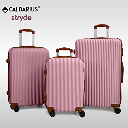 CALDARIUS Suitcase Set | Hard Shell Suitcase | Lightweight | with Combination Lock | 4 Dual Spinner Wheels | Travel Bag, Luggage Sets, (3 Piece Full Set) (Rose)