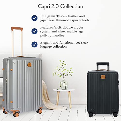 Bric's Hard Suitcase Capri Collection, Hand Luggage Suitcase with 4 Wheels, Light and Resistant, USB Connection, Integrated TSA Lock, Dimensions 38x55x23, Black