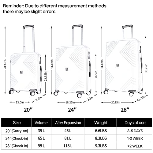 GinzaTravel PP material business fashion suitcase with TSA customs lock, expandable, Spinner Wheels（Rune series ）, Carry-On 20", Ginzatravel Business Fashion Suitcase/ Fashion Luggage (Rune Series)