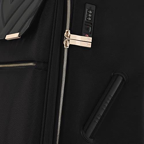 Ted Baker Luggage Albany ECO Collection, Lightweight 4 Wheel Spinner Suitcase with Gold Hardware, Medium, Black