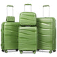 Melalenia Luggage Carry On Suitcase Sets, Expandable PP Hard Shell Suitcase with Spinner Wheels,Travel Luggage with TSA Locks 22x14x9 Airline Approved, Green, 5 Piece Set, Luggage