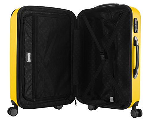HAUPTSTADTKOFFER - Spree - Set of 3 Hard-side Luggages Glossy Suitcase Hardside Spinner Trolley Expandable (S, M & L) TSA, Yellow