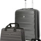Aerolite Ryanair Maximum Size Set - 55x40x20 ABS 4-Wheel Cabin Bag Suitcase + 40x20x25 Carry On Shoulder Flight Luggage Bag
