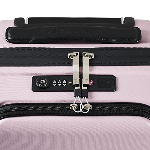Ted Baker Flying Colours Small Trolley Spinner Suitcase with Front Pocket and USB Smart Feature, Blush Pink