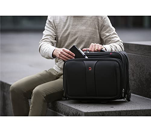Wenger 600662 PATRIOT 17 Inch 2-Piece Business Wheeled Laptop Briefcase, Padded Laptop Compartment with Matching 15.4 Inch Laptop Case in Black {25 Litre}
