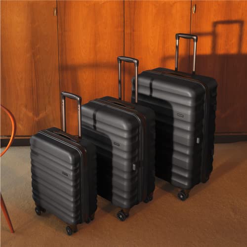 ANTLER - Medium Suitcase - Clifton Luggage - Size Medium, Black - 83L, Lightweight Suitcase for Travel & Holidays - Luggage with 4 Wheels, Expandable Zip, Twist Grip Handle - TSA Approved Locks