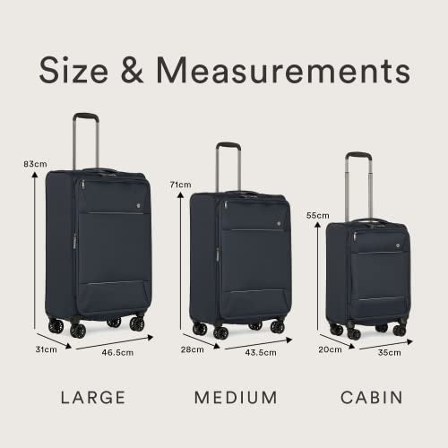 ANTLER - Large Suitcase - Brixham Luggage - Size Large Navy - 88L, Super Lightweight Suitcase - Carry On Suitcase for Travel & Holidays with 4 Wheels - Expandable Zip & Pockets - TSA Approved Locks