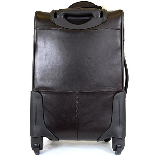 Super Soft Premium Leather Spinner Trolley Case - Brown