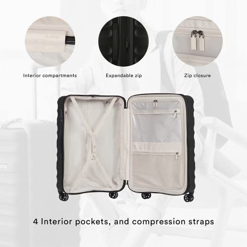 ANTLER - Medium Suitcase - Clifton Luggage - Size Medium, Black - 83L, Lightweight Suitcase for Travel & Holidays - Luggage with 4 Wheels, Expandable Zip, Twist Grip Handle - TSA Approved Locks