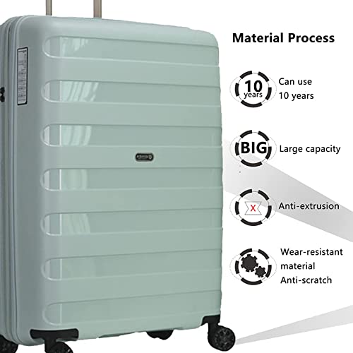 GinzaTravel Expandable Small Suitcase with 4 Double Spinner Wheels and TSA Lock, Lightweight Hard Shell PP Material Travel Carry-on Cabin Luggage, Light Green