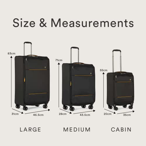 ANTLER - Cabin Suitcase - Brixham Luggage - 55x35x20 Cabin Luggage, Black - Lightweight Suitcase for Travel & Holidays - Carry On Suitcase with 4 Wheels, Expandable Zip, Pockets - TSA Approved Locks