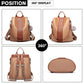 Miss Lulu Two Way Backpack Shoulder Bag With Pom Pom Pendant - Brown