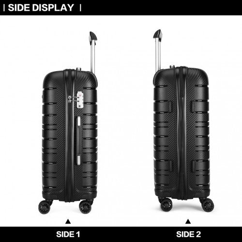 Kono 28 Inch Multi Texture Hard Shell Pp Suitcase - Classic Collection - Black