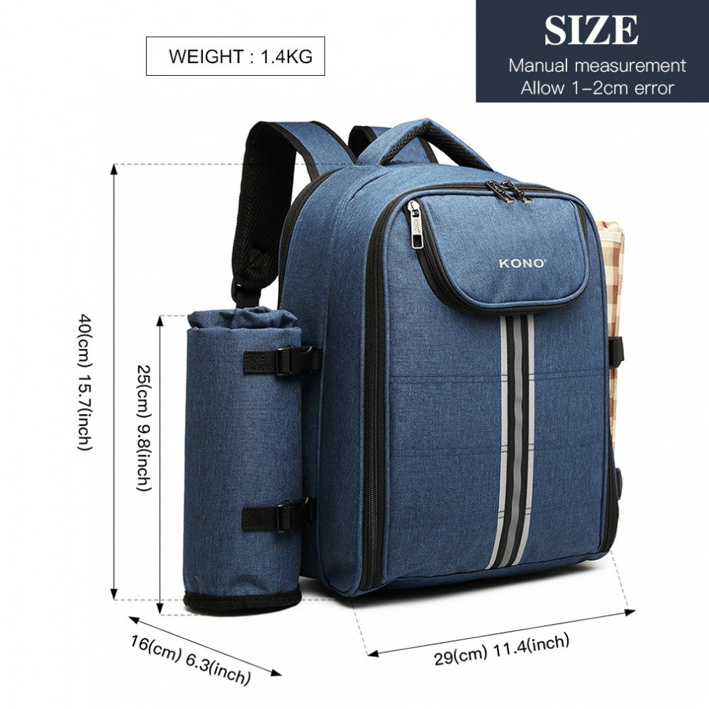 Kono Canvas Picnic Backpack - Navy Blue