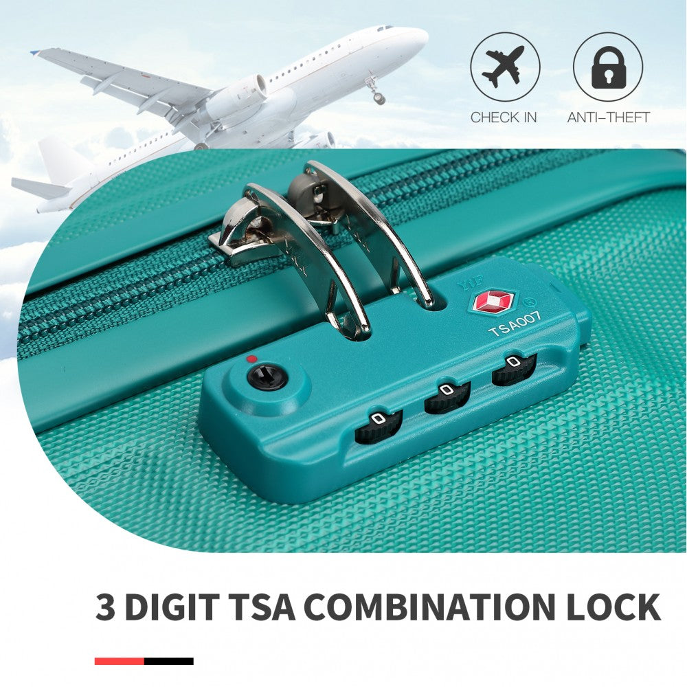 Kono Abs 20 Inch Sculpted Horizontal Design Cabin Luggage - Teal